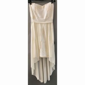 STRAPLESS Off White Dress w Gold Detail